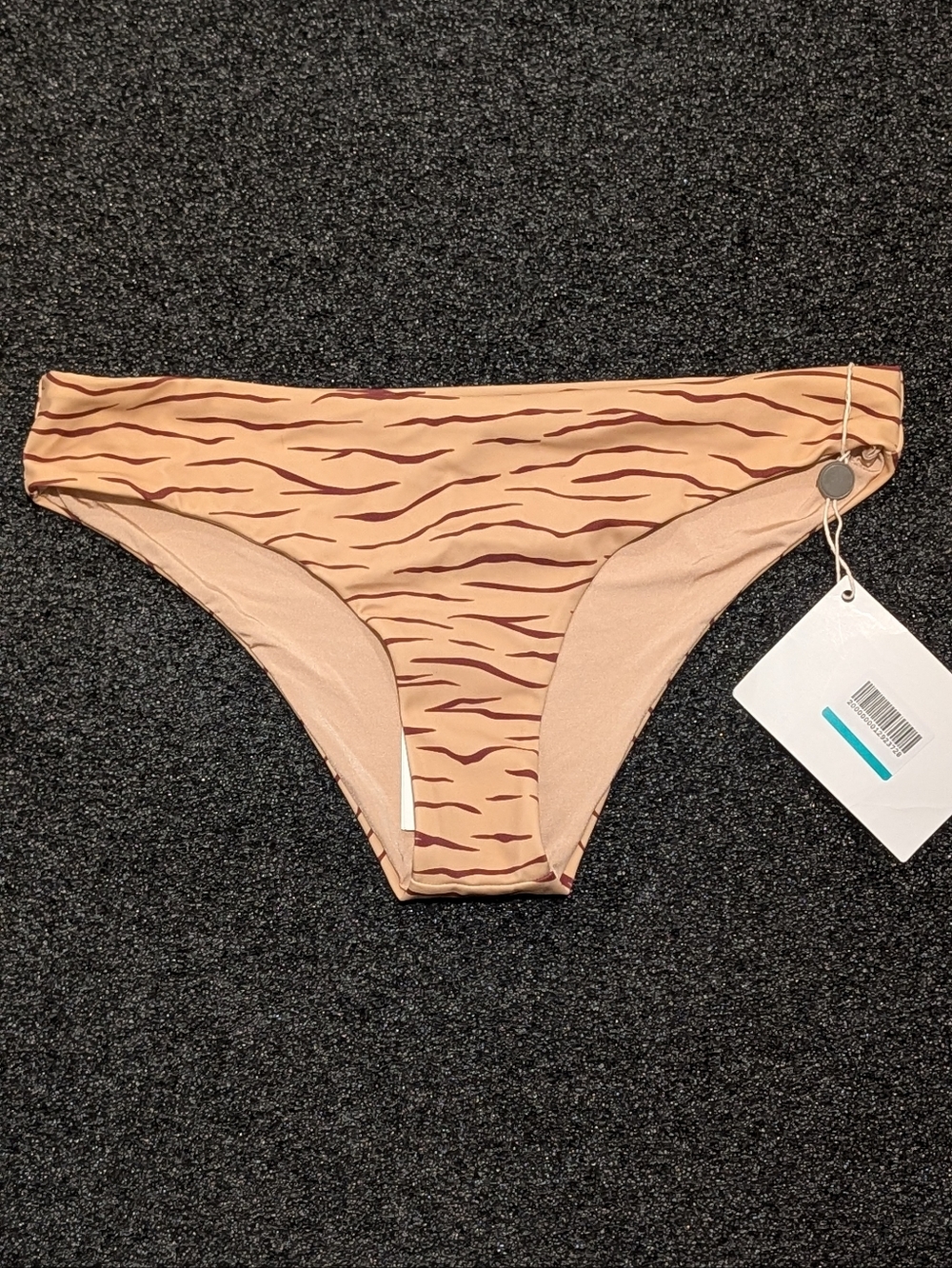 Onia Women’s Beige Hazelnut Tiger Lines Print Bikini Bottom XL NWT